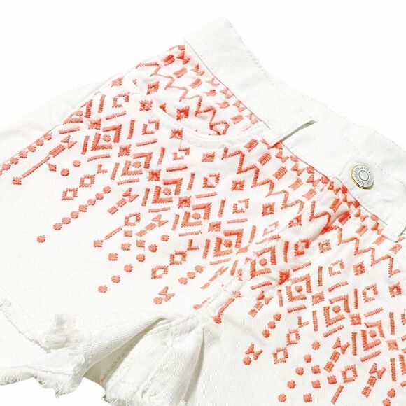 H&M Coral Embroidered White Raw Hem Shorts - Picture 2 of 3
